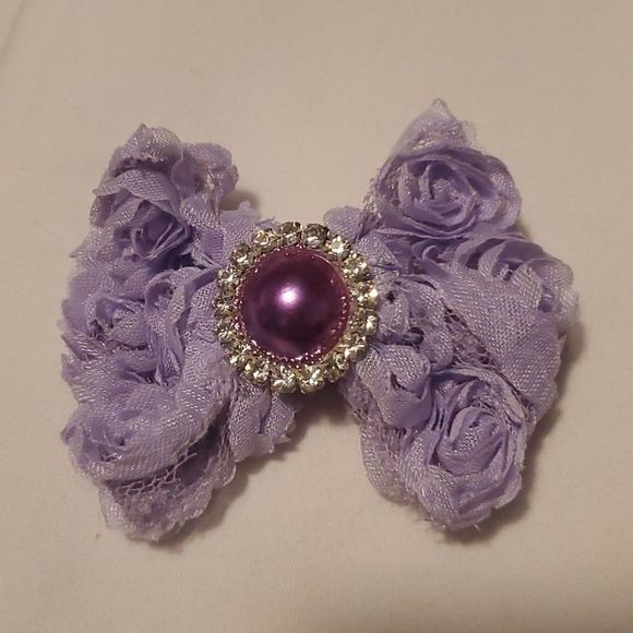 NEW 2.5 INCH EMBELLISHED PURPLE BOW HAIR CLIPPY - Picture 1 of 2